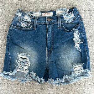 Vibrant Blue Distressed Jean Shorts
